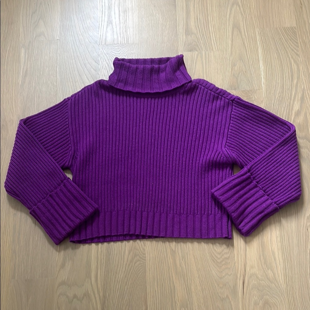 Nine West Purple Chunky Knit Turtleneck Sweater